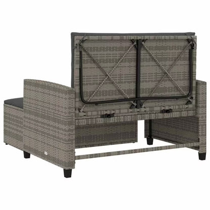 Havesofa 115x75 cm Grå Polybambus med Skammel