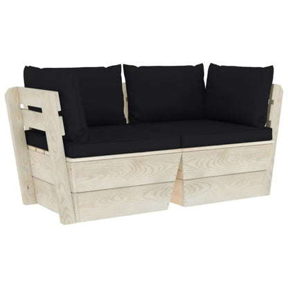 Havesofa 120x60 cm Brun Træ med Hynder