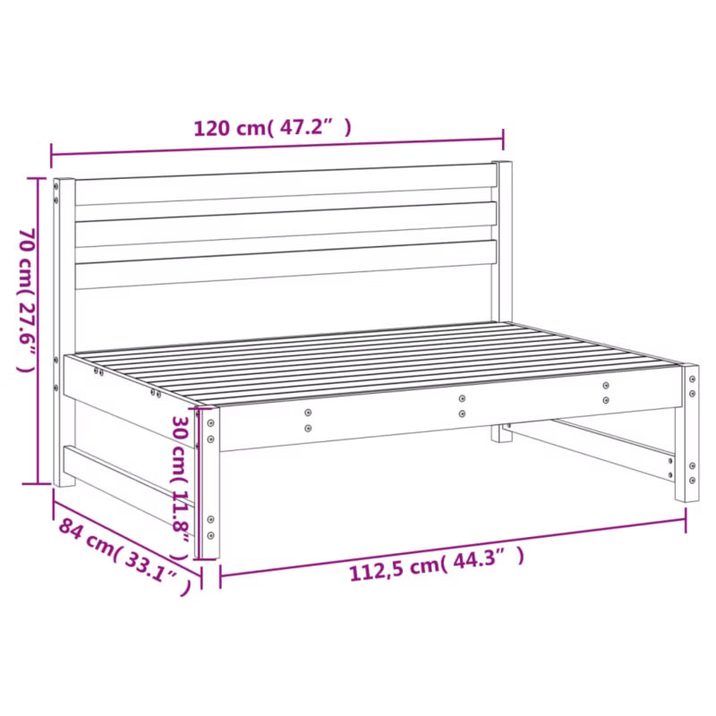Havesofa 120x84 cm Hvid Fyrretræ