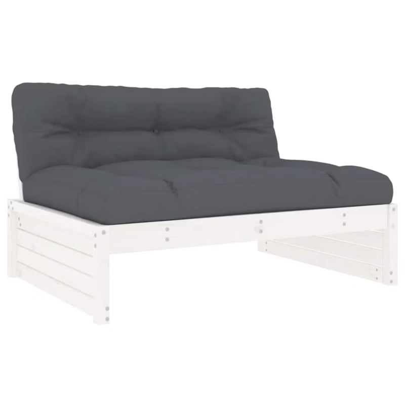 Havesofa 120x95 cm Hvid Fyrretræ med Hynder