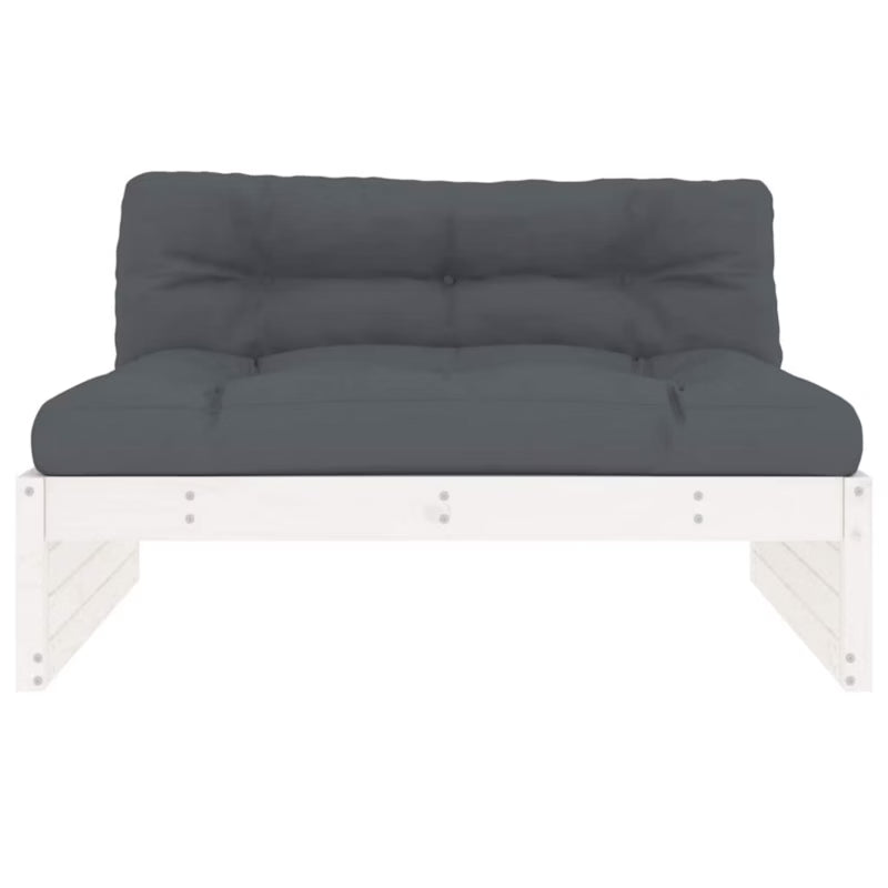 Havesofa 120x95 cm Hvid Fyrretræ med Hynder