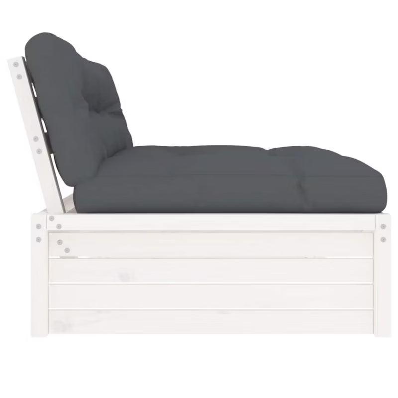 Havesofa 120x95 cm Hvid Fyrretræ med Hynder