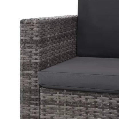 Havesofa 123x65 cm Grå Polyrattan med Hynder