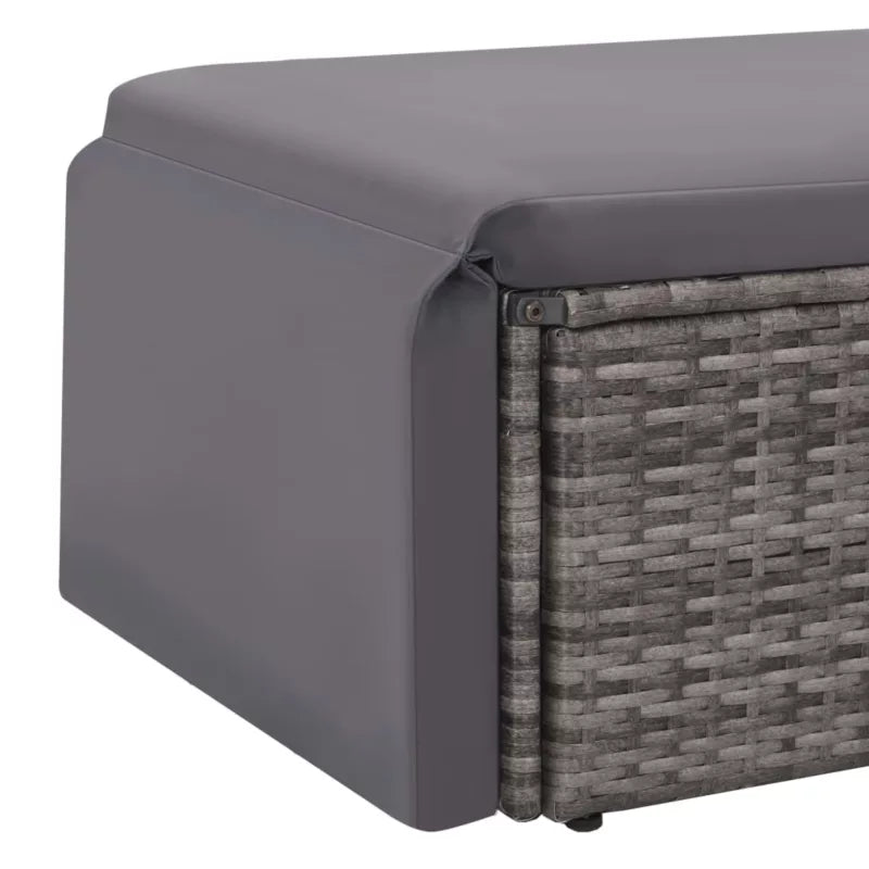 Havesofa 123x65 cm Grå Polyrattan med Hynder
