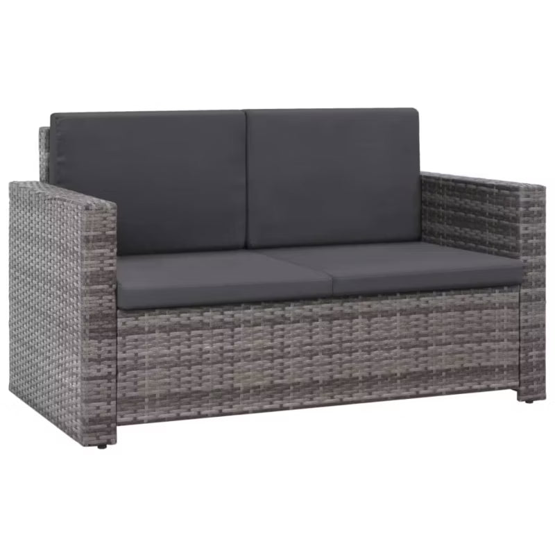 Havesofa 123x65 cm Grå Polyrattan med Hynder