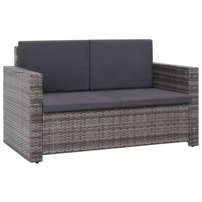 Havesofa 123x65 cm Grå Polyrattan med Hynder