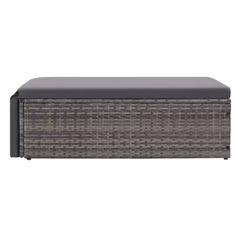 Havesofa 123x65 cm Grå Polyrattan med Hynder