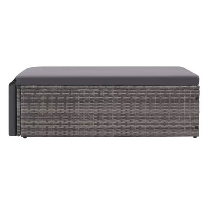 Havesofa 123x65 cm Grå Polyrattan med Hynder
