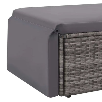 Havesofa 123x65 cm Grå Polyrattan med Hynder