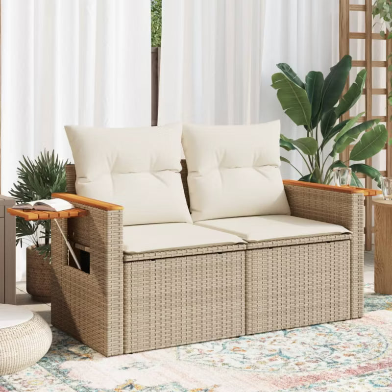 Havesofa 124x62 cm Beige Poly outdoor