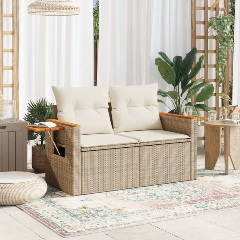 Havesofa 124x62 cm Beige Poly outdoor
