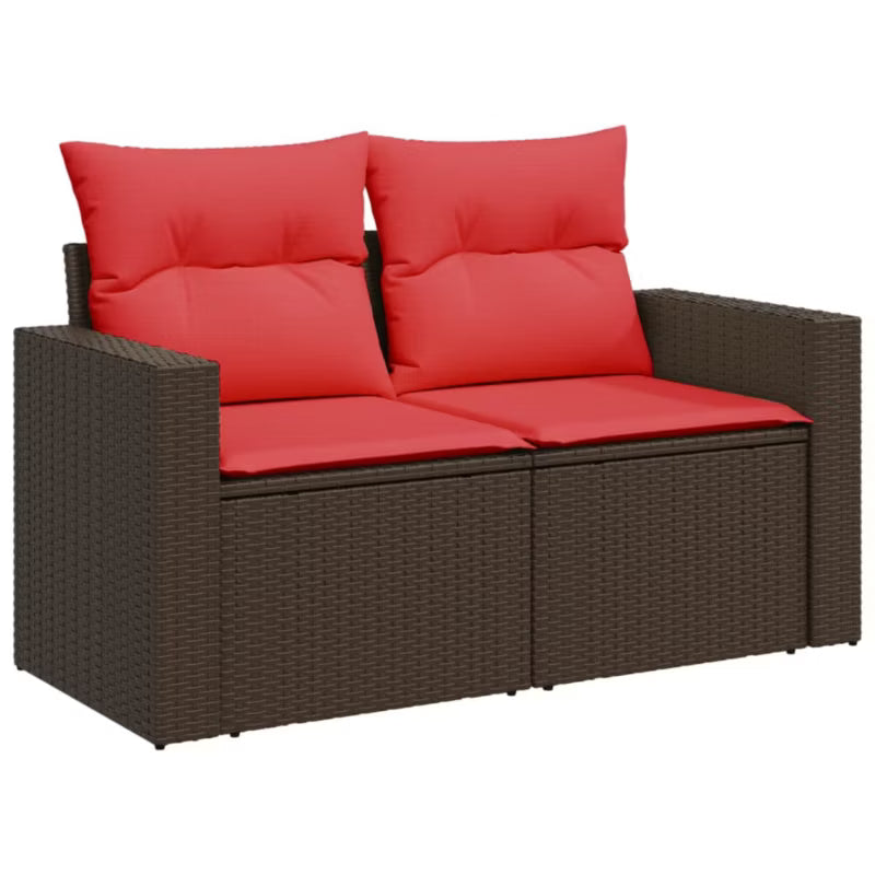 Havesofa 131x62 cm Brun Polyrattan med Hynder