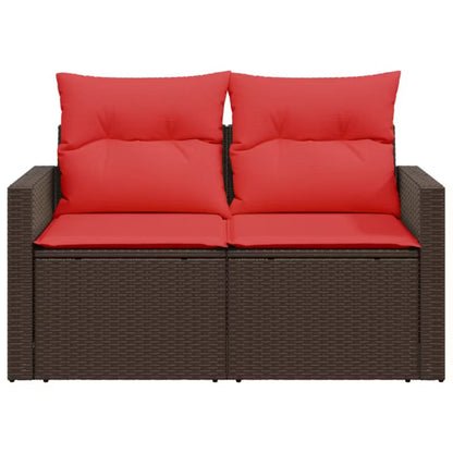 Havesofa 131x62 cm Brun Polyrattan med Hynder