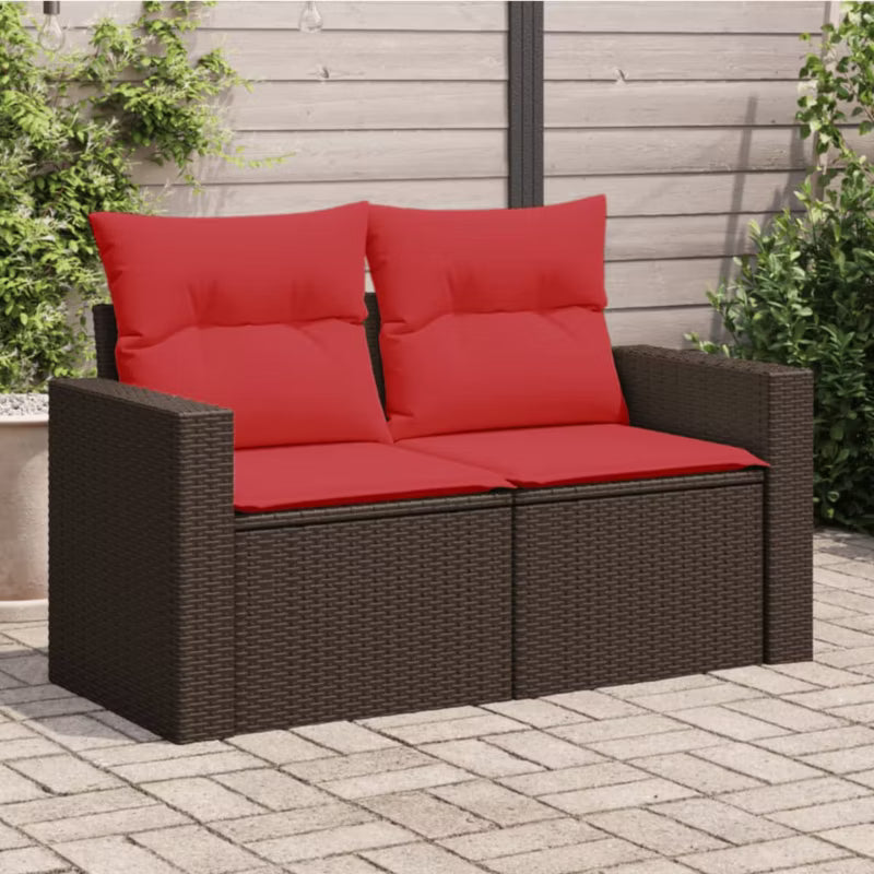 Havesofa 131x62 cm Brun Polyrattan med Hynder