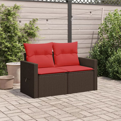 Havesofa 131x62 cm Brun Polyrattan med Hynder