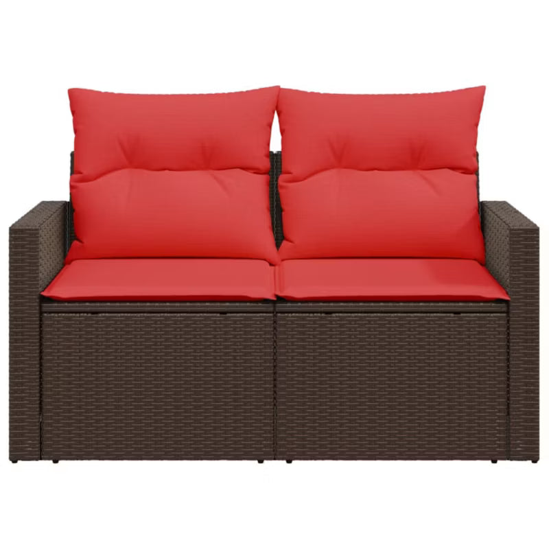 Havesofa 131x62 cm Brun Polyrattan med Hynder