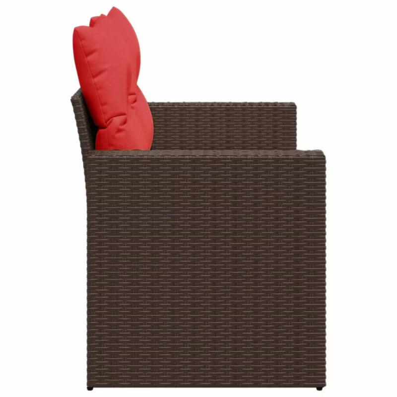 Havesofa 131x62 cm Brun Polyrattan med Hynder