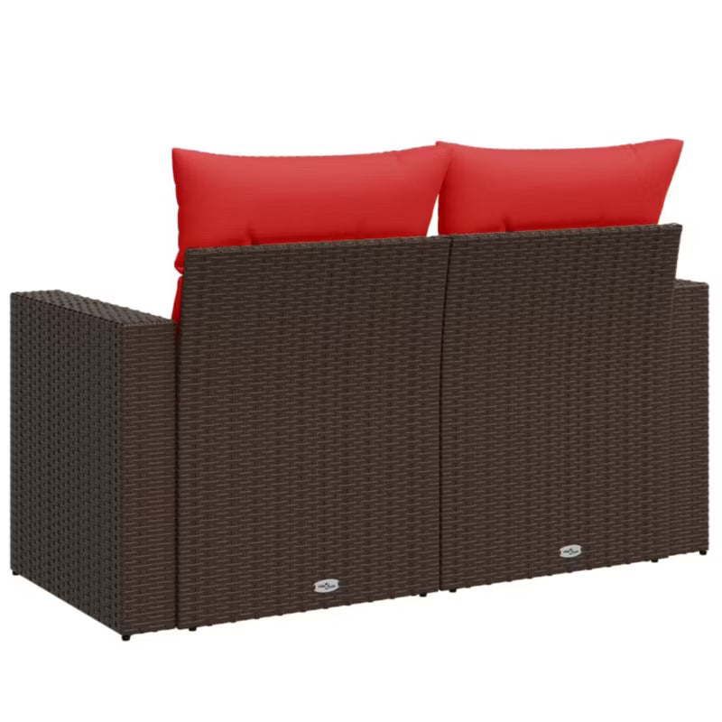 Havesofa 131x62 cm Brun Polyrattan med Hynder