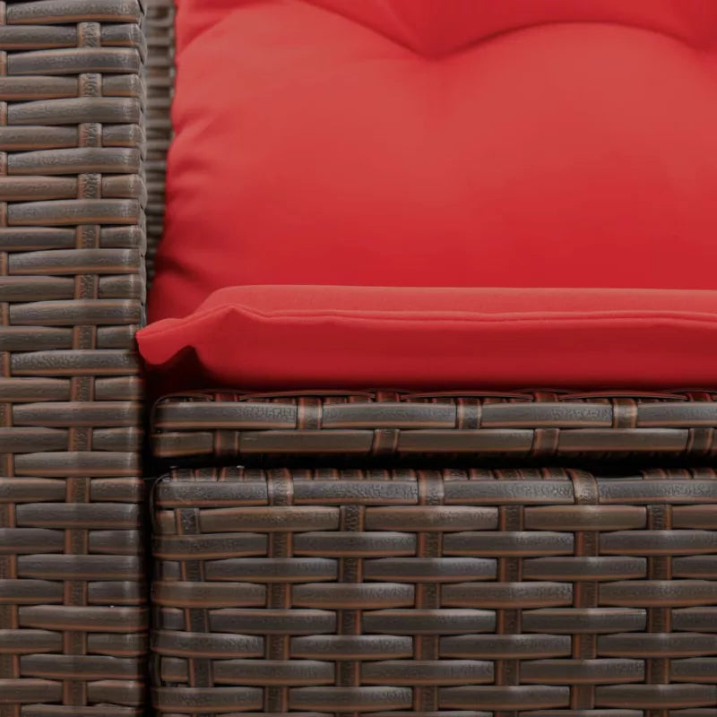 Havesofa 131x62 cm Brun Polyrattan med Hynder