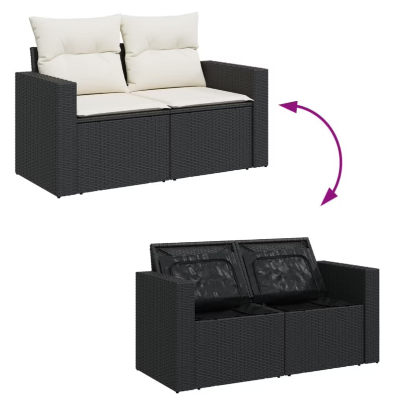 Havesofa 131x62 cm Sort Polyran