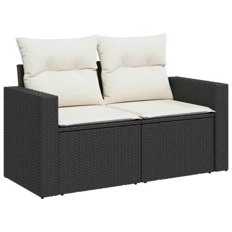 Havesofa 131x62 cm Sort Poly疏rattan med Hynder