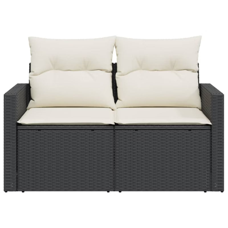Havesofa 131x62 cm Sort Poly疏rattan med Hynder