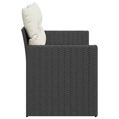 Havesofa 131x62 cm Sort Poly疏rattan med Hynder