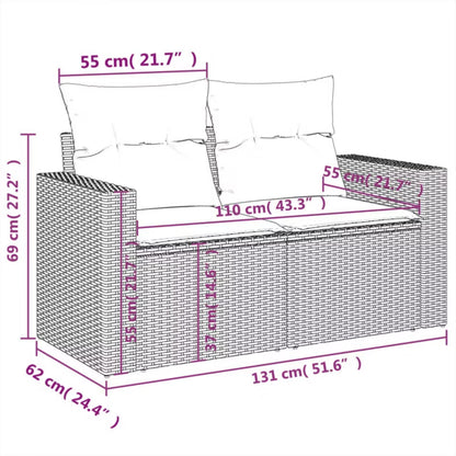 Havesofa 131x62 cm Sort Poly疏rattan med Hynder