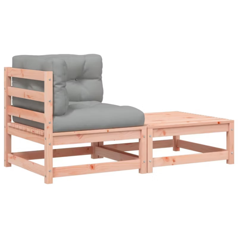 Havesofa 140x70 cm Træ med Hynder Grå