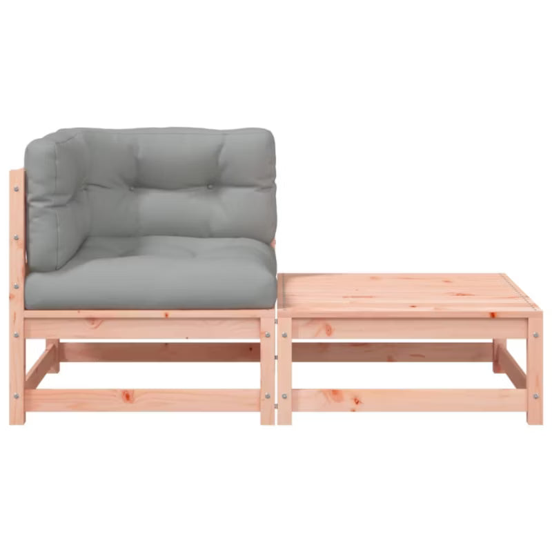 Havesofa 140x70 cm Træ med Hynder Grå