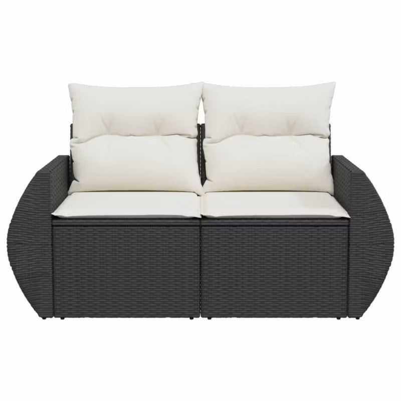 Havesofa 142x62 cm Sort Polyrattan med Hynder