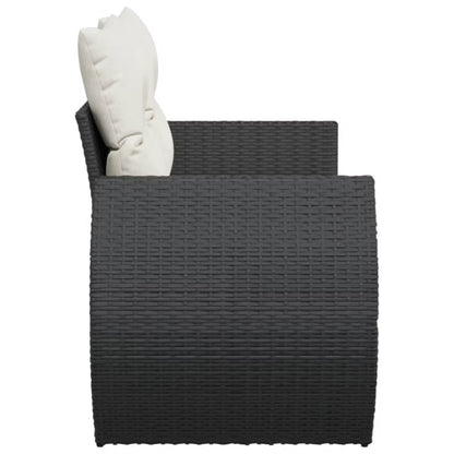 Havesofa 142x62 cm Sort Polyrattan med Hynder