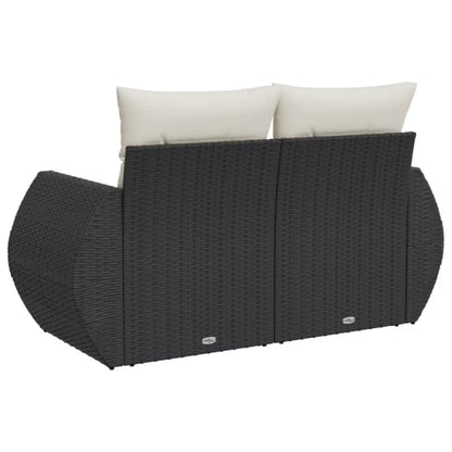 Havesofa 142x62 cm Sort Polyrattan med Hynder
