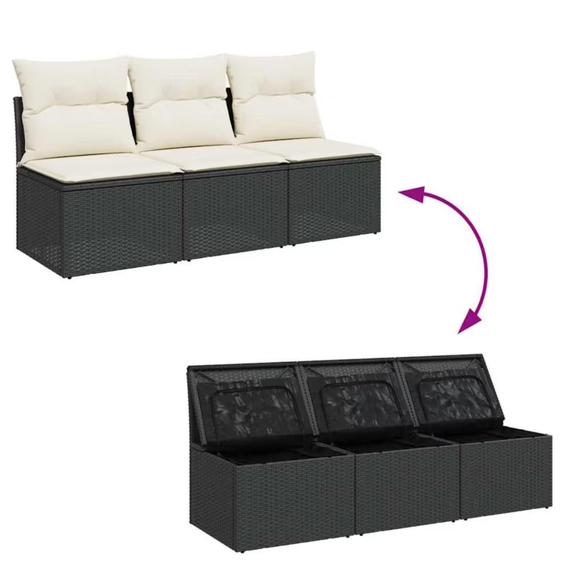 Havesofa 165x62 cm Sort Poly疏rattan med Hynder