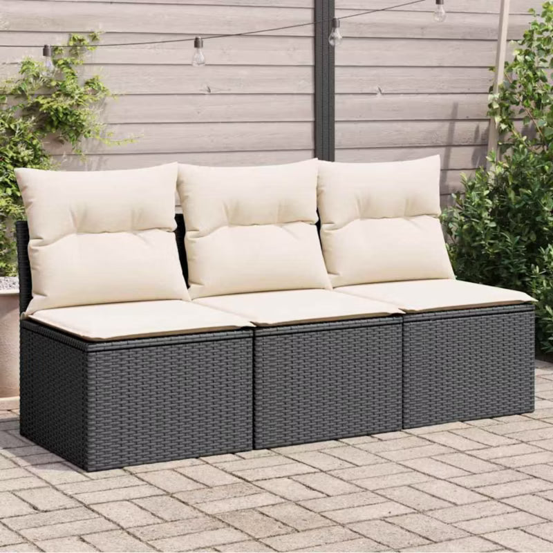 Havesofa 165x62 cm Sort Poly疏rattan med Hynder
