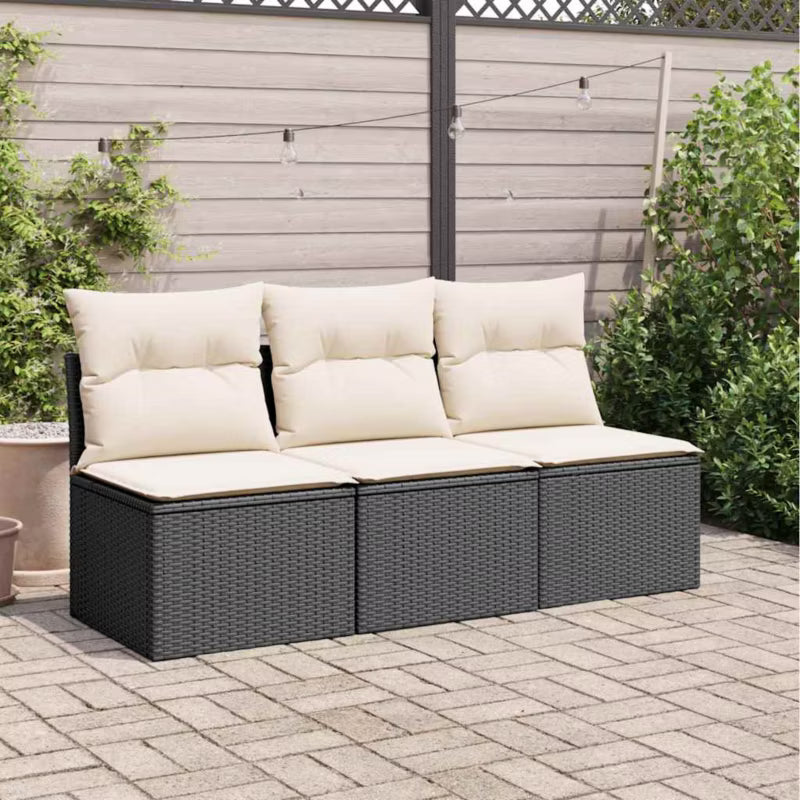 Havesofa 165x62 cm Sort Poly疏rattan med Hynder