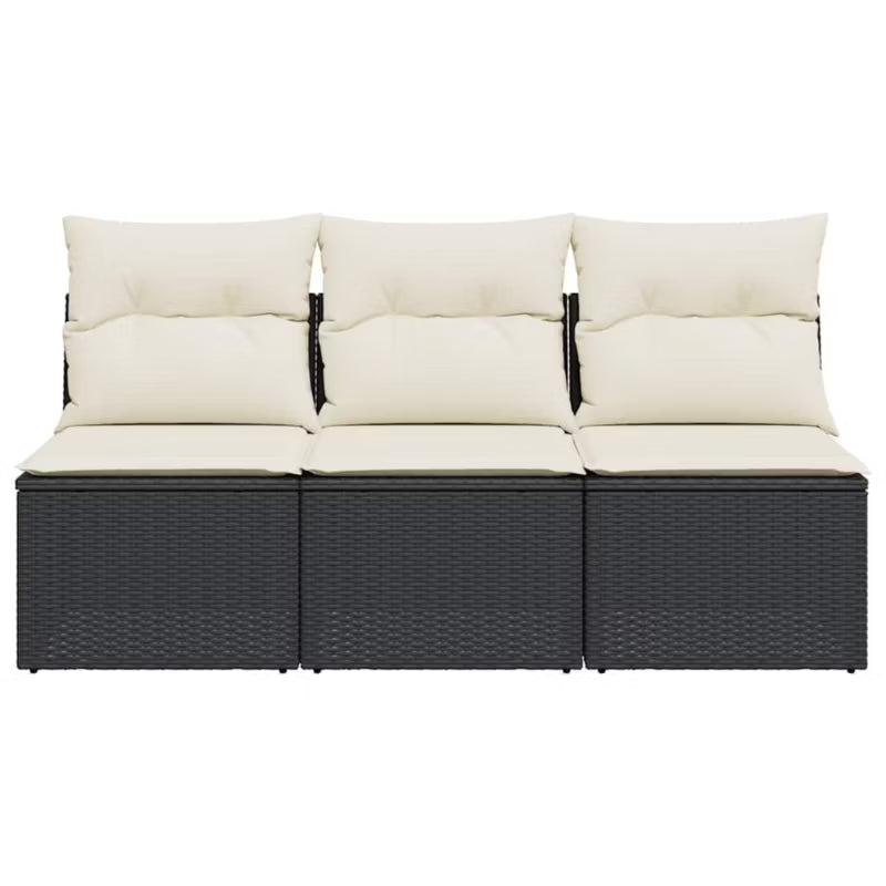 Havesofa 165x62 cm Sort Poly疏rattan med Hynder