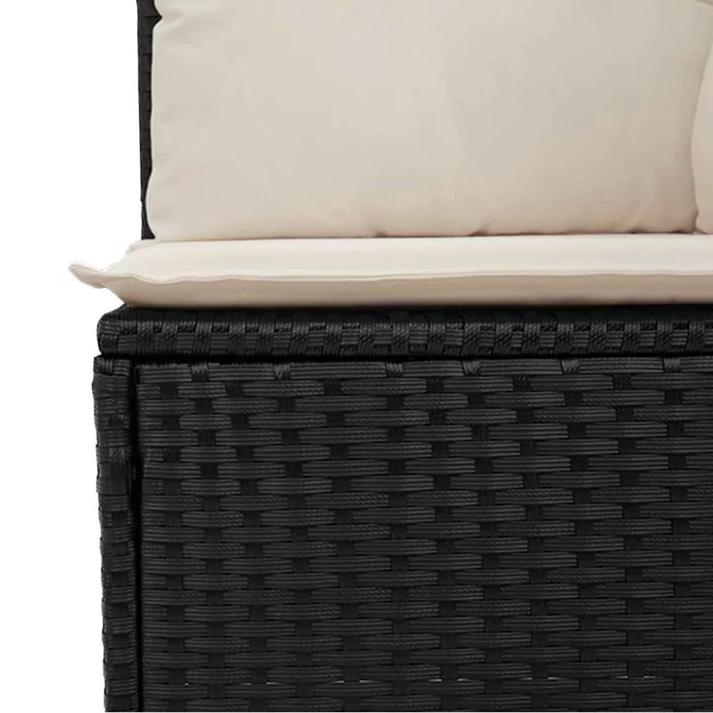 Havesofa 165x62 cm Sort Poly疏rattan med Hynder
