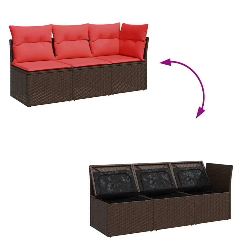 Havesofa 172x62 cm Brun Polykeg med Hynder WM-366241