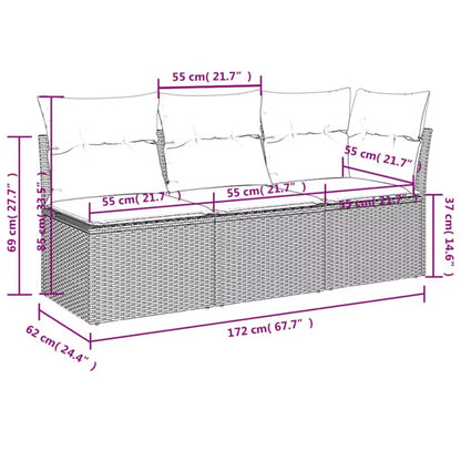 Havesofa 172x62 cm Brun Polykeg med Hynder WM-366241