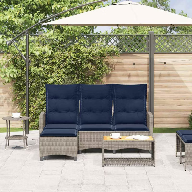 Havesofa 176x138 cm Grå Polyethylen Rattan