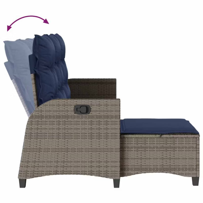 Havesofa 176x138 cm Grå Polyethylen Rattan