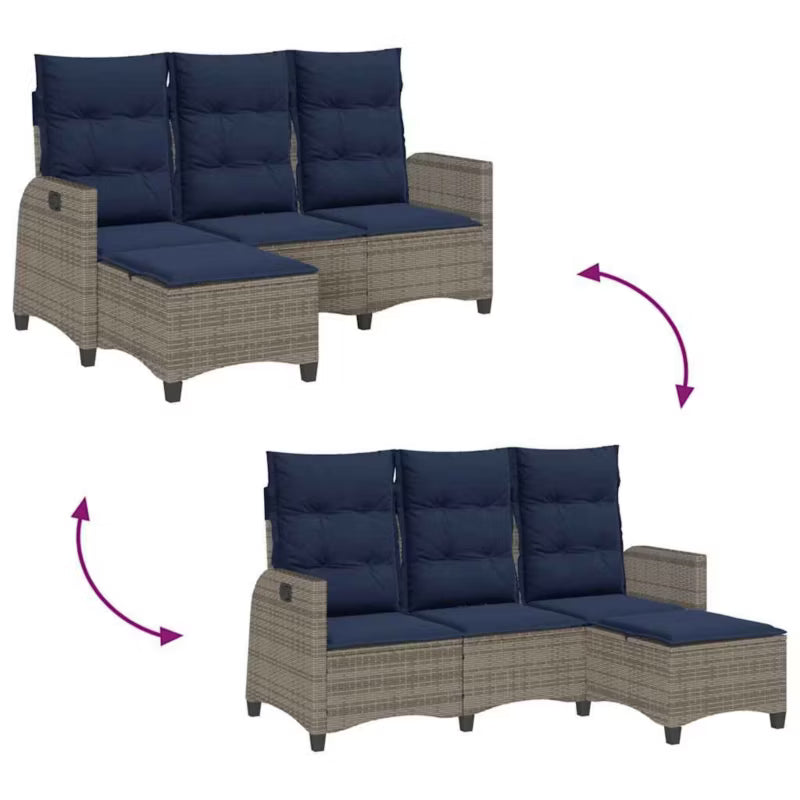 Havesofa 176x138 cm Grå Polyethylen Rattan