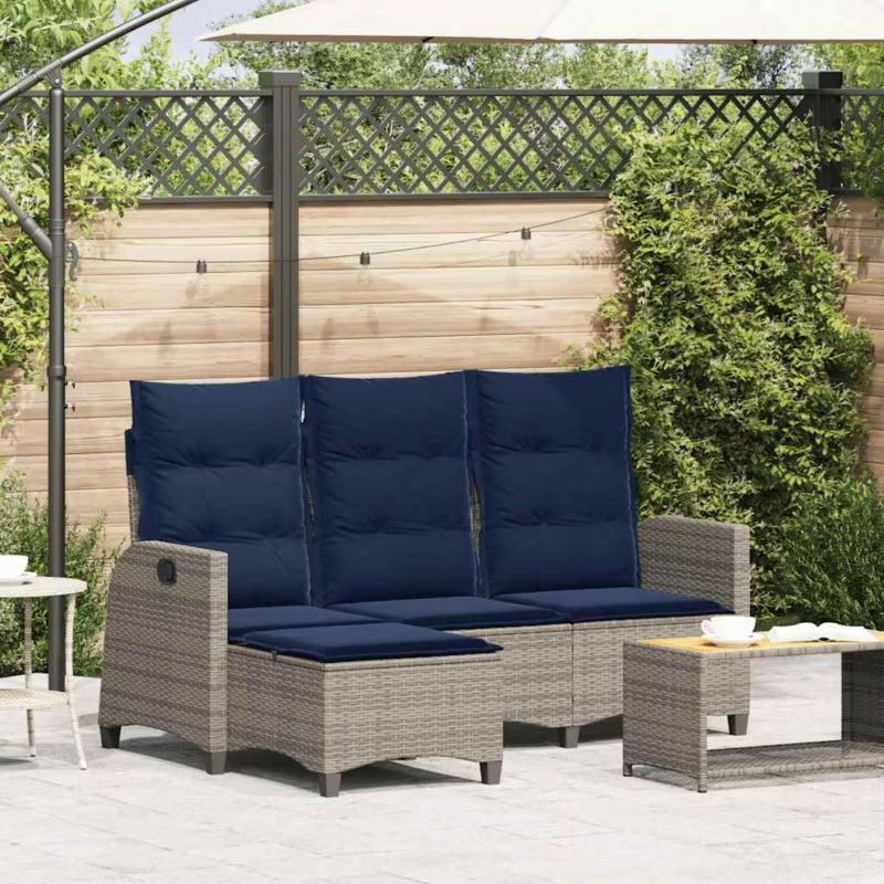 Havesofa 176x138 cm Grå Polyethylen Rattan