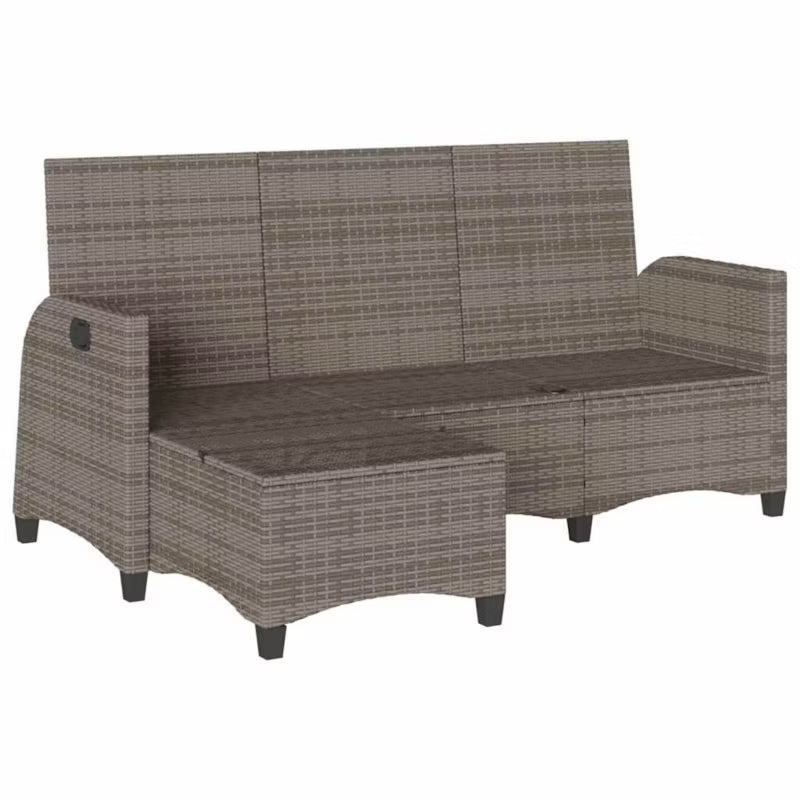 Havesofa 176x138 cm Grå Polyethylen Rattan