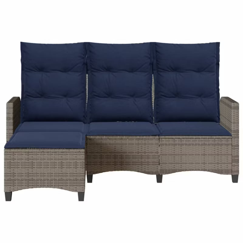 Havesofa 176x138 cm Grå Polyethylen Rattan