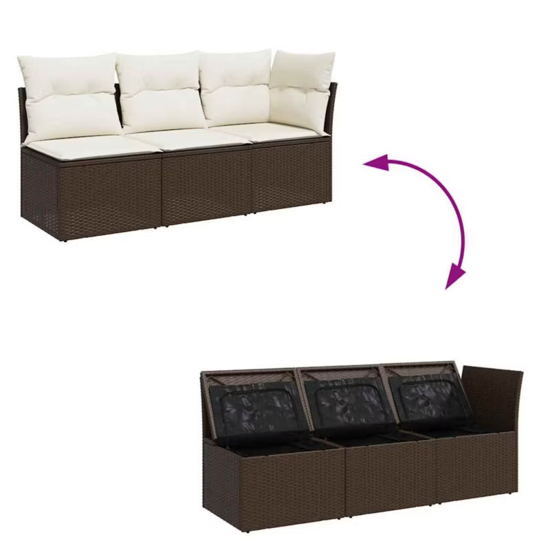 Havesofa 179x62 cm Brun med Hynder WM-366218