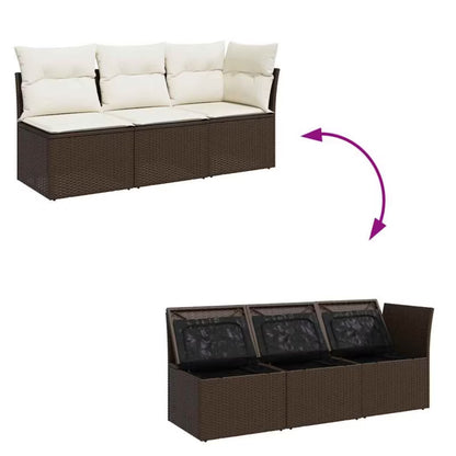 Havesofa 179x62 cm Brun med Hynder WM-366218