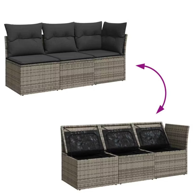 Havesofa 179x62 cm Grå Polyrattan