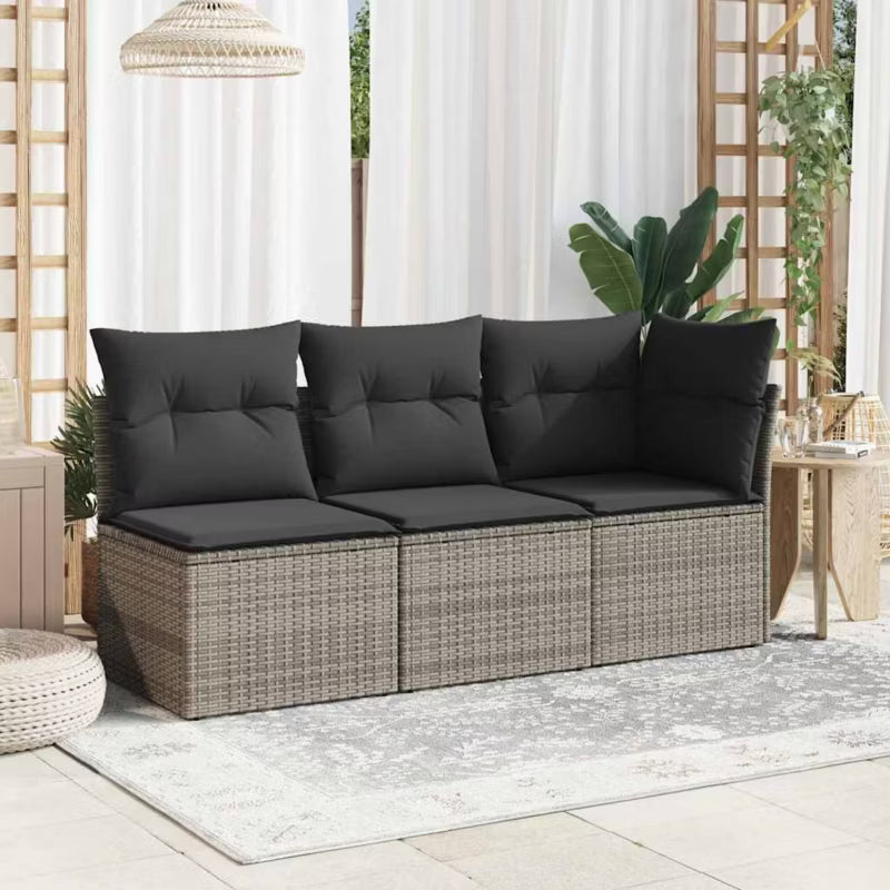 Havesofa 179x62 cm Grå Polyrattan